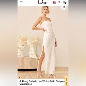 NWT Lulus - A Thing Called Love White Satin Strapless Maxi Dress